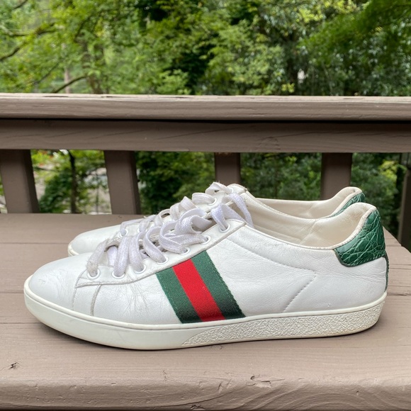 GUCCI Women's Ace Leather Sneaker, White, Precious - Picture 2 of 16